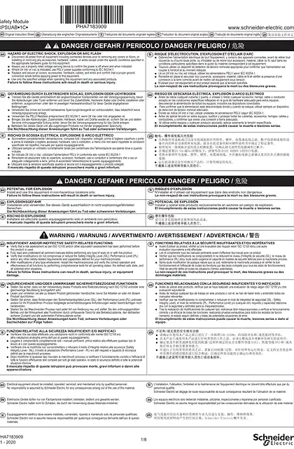 schneider施耐德Harmony XPS Universal - XPSUAB Safety Module_ 说明书